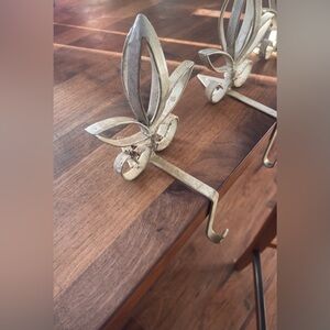 Modern Fluer de Lis Hook Stocking Holder Heavy Metal (set of 3!)